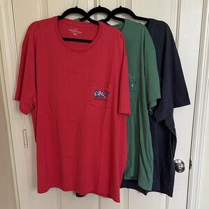 3 Vineyard Vines Men's Short Sleeve Tees - Red, Green, Blue
